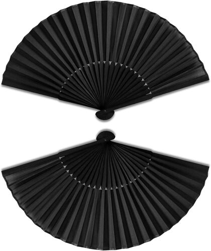 MEVRONISSHOP-2 Piéces Éventails Pliants,noir ventilateur pliant ventilateur pliant Palm Fan ventilateur pliant ventilateur chinois pour danse, fête, cadeau de mariage, décoration DIY, décoration à la