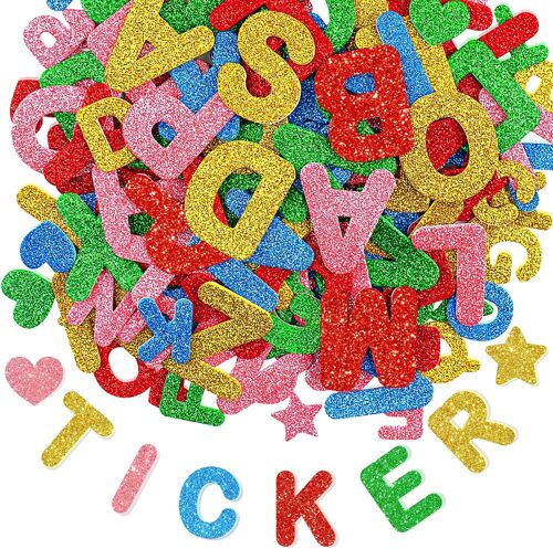 Mevronisshop-215 Pièces Lettres Autocollantes En Mousse, Lettres Alphabet Autocollantes Colorées À Coller, Paillettes Autocollant En Mousse, Pour Décoration De Cartes, Bricolage, Scrapbooking