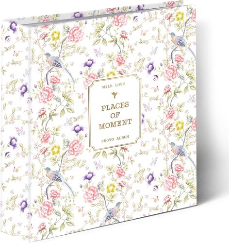 Mevronisshop-Album Photo À Pochettes Avec 100 Pages, Album Pour 200 Photos Au Format 10 X 15 Cm, Livre Photo À Pochettes 22,5 X 22 Cm (Fleurs Et Oiseaux)