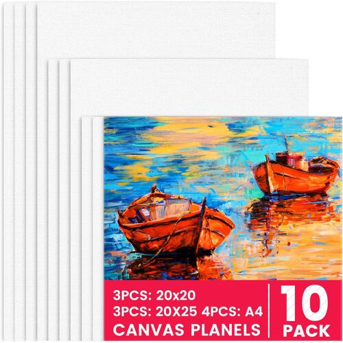 Mevronisshop-10 Pièces) Set De Toile A Peindre, Toile Vierge Blanches Tendues Pour Peinture Acrylique Et Aquarelle, Toiles En Coton Pour Tableau Peinture, Pour Enfants, Débutants Et Artistes.
