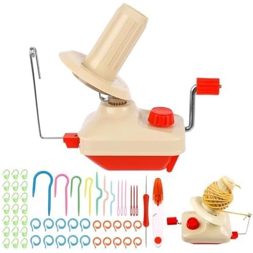 Mevronisshop-Enrouleuse De Fil À Bille 56 Pièces, Enrouleuse De Laine Enrouleuse De Pelotes De Fil Avec Ciseaux, Enrouleuse De Fil Manuelle Avec 54 Aiguilles À Tricoter