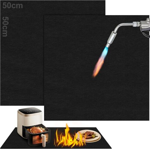 Mevronisshop-2 Pièces Tapis Ignifuge, 50 X 50 Cm Tapis Anti Feu, Protege Plan De Travail Cuisine Résistant À La Chaleur Jusqu'à 1000 °C Ignifuge En Feutre De Fibre De Carbone