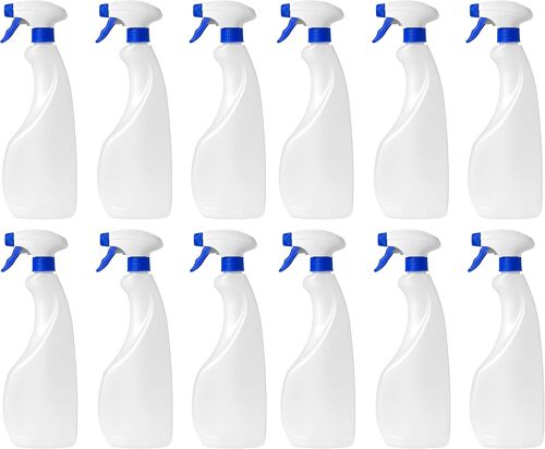 MEVRONISSHOP-Flacon plastique Vaporisateur vide de 750 ml (12 bouteilles) translucide et recyclable HPDE - Maison - Professionnel - Pistolet echargeable Nettoyage, Jardinage, Cosmétique, Cuision.