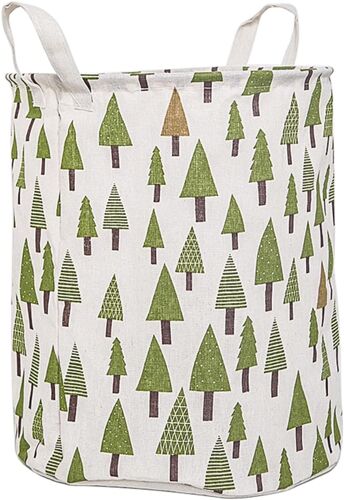 MEVRONISSHOP-Panier à linge rond, Bac de Rangement pour salle de bain - Grand panier de rangement en toile - Pour dortoir, chambre à coucher (arbre)