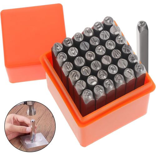 Mevronisshop-37pièces Lettre À Frapper 3mm Poincon Metal A Frapper Lettres Et Chiffres À Frapper, Tampon Alphabet Pour Argile A-Z Et 0-9 Kit De Poinçons Métal Et En Cuir