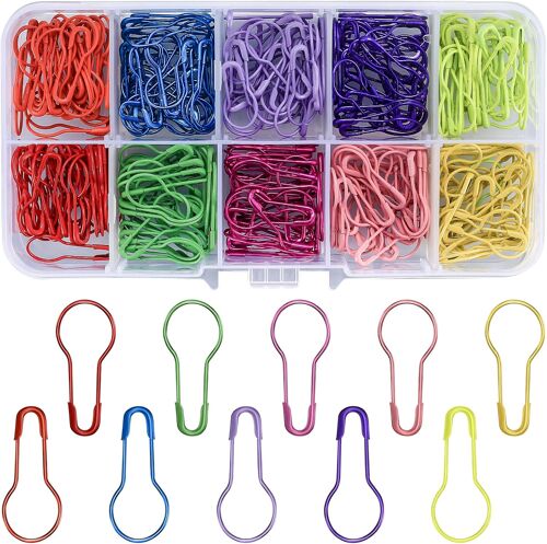 Mevronisshop-Lot De 300 Broches Poire - 10 Couleurs - Calabash, Citrouille, Poire - Épingles À Nourrice - Marqueurs De Maille - Pour Vêtements, Tricot, Bricolage