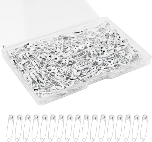Mevronisshop-250 Pièces Épingles De Sûreté Petit, 19 Mm Mini Épingle À Nourrice, Épingles De Sûreté Avec Étui Pour Vêtements, Couture, Fabrication De Bijoux, Bricoler, Matelassage (Blanc)