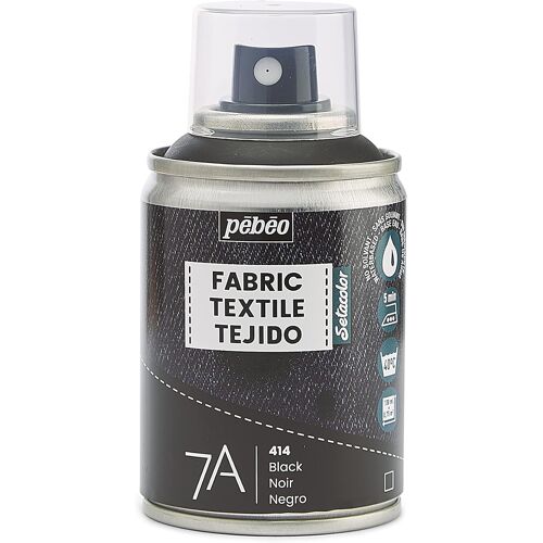 MEVRONISSHOP-Pébéo - Peinture en Spray pour Textiles 7A - Tissus Naturels et Synthétiques - Base Eau - Sans Solvant - Résistante au Lavage Machine - sur Tissu 100 ml (Lot de 1) Couleur Noir