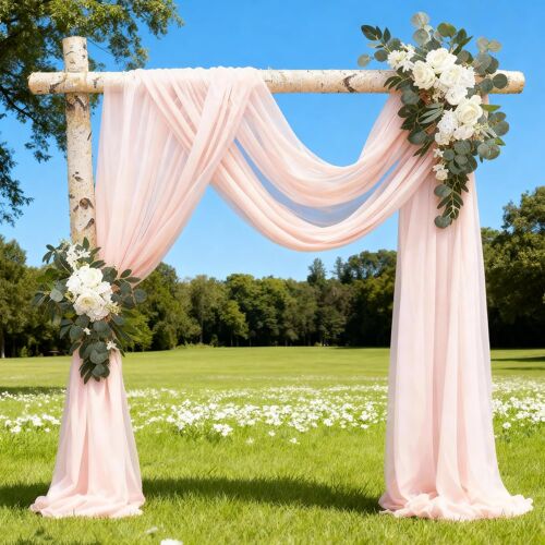 Mevronisshop-Rideau En Tulle Rose, 500x160cm Arche Tenture Mariage, Voilage Rose, Rose Tissu Drapé Arche Rideaux, Toile Plafond Swag Décorations Pour Décoration De Mariage Cérémonie Fête Rideau De Ga