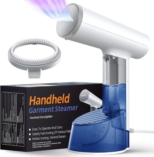 MEVRONISSHOP-Défroisseur Vêtement 1500W, Défroisseur à Main et Steamer Défroisseur Blanc, Défroisseur Vertical Vapeur avec Réservoir 325ml et Câble 2m pour Repassage Rapide