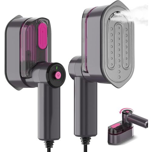 MEVRONISSHOP-Défroisseur Vapeur, Fer à Vapeur Voyage Pliable 2 en 1, 1000W, 10S Chauffage Rapide, Avec Base Résistante à la Chaleur, réservoir deau 100 ML, Poignée Rotative à 180°, Idéal pour Voyages