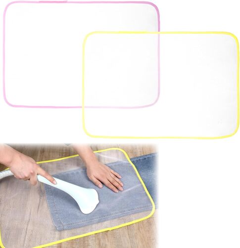 MEVRONISSHOP-Lot de 2 serviettes à repasser, rose et jaune, pour protéger les vêtements, en maille résistante à la chaleur, tapis isolant de protection pour la protection du tissu à repasser