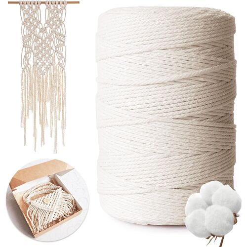 Mevronisshop-Corde Macramé 3mm X 300m, 100% Fil De Coton Naturel Pour Bricolage, Tapisserie, Tricot, Diy, Décoration Beige