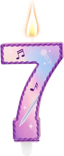 Mevronisshop-Musique Thème Chiffres Anniversaire Bougies, Rose Violet Gâteau Bougies Avec Notes Musique Dentelle Design Gâteau Topper Pour Fournitures Fête Anniversaire Célébrations (Chiffre 7)