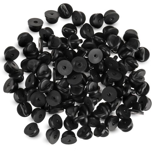Mevronisshop-Lot De 100 Fermoirs En Caoutchouc Pvc Pour Broche, Cravate, Chapeau, Insigne, Épingles, Capuchons De Rechange Pour Badges Uniformes - Noir