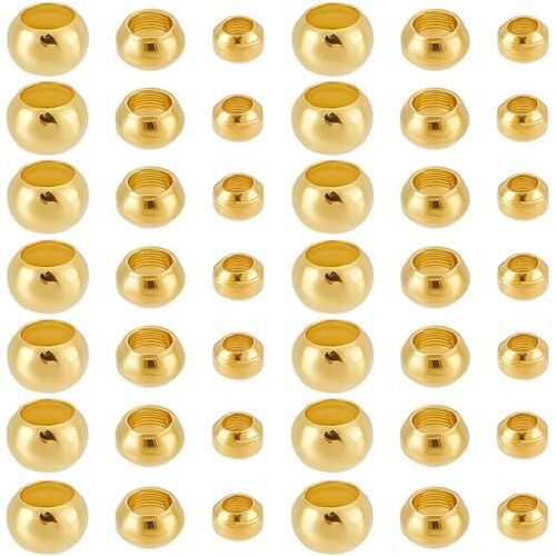 Mevronisshop-1800 Pcs Perles Dorées Perle À Écraser En Laiton Perle 3 Tailles 2mm/ 2.5mm/ 3mm Bracelets De Perles Pour La Fabrication De Bijoux Collier Bracelet Boucles D'oreilles Fête