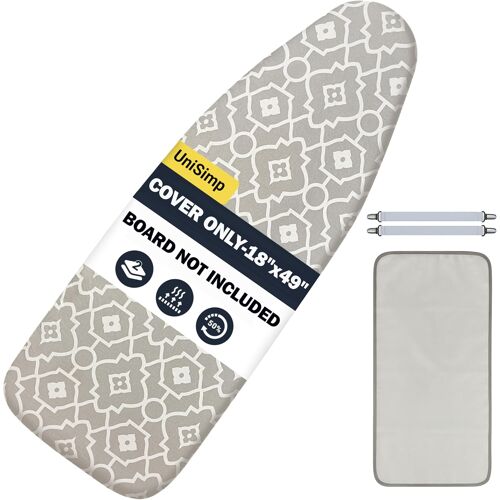 MEVRONISSHOP-Housse de Planche à Repasser et Tapis jusqu'à 125 x 45 cm, Extra Large, 100% Coton Naturel résistant à la Chaleur, Rembourrage Extra épais, Poche nasale, sans Produits Chimiques, Lavable