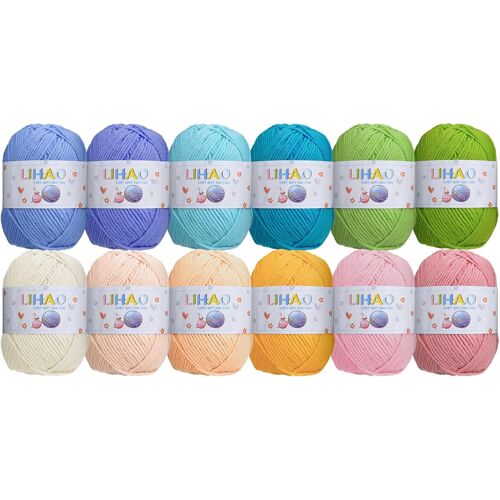 Mevronisshop-Laine À Tricoter, 12×50g Pelote Paste Acrylique Pour Tricot, Fil Crochet Pour Tissage Bricolage Diy