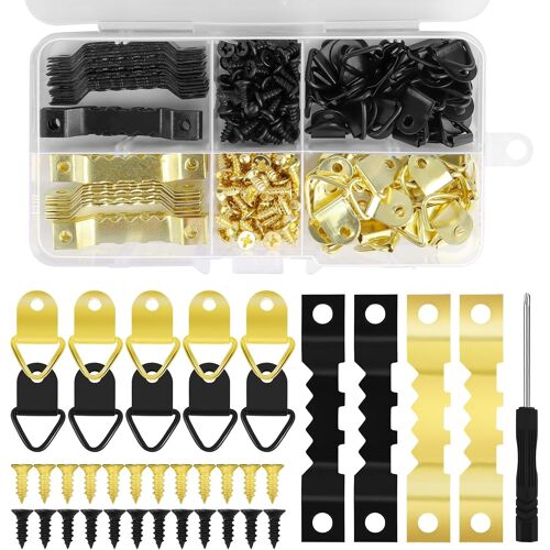 MEVRONISSHOP-251 Pièces Accroche Tableau,Crochet Pour Cadre,Fixations pour Cadres avec Tournevis et Vis,pour les Cadres Photo, Suspension de Décorations de Meubles