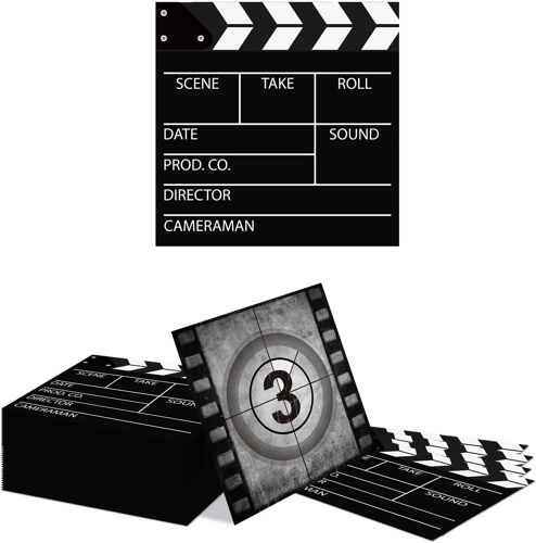 Mevronisshop-40 Pièces Serviettes En Papier Jetables Nuit De Film Pour Anniversaire, Décor De Cinéma Serviettes Pour Décorations De Fête Serviettes Carrées Thématiques De Fil