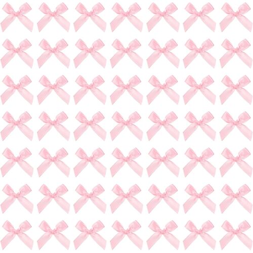 Mevronisshop-Lot De 50 Mini N?Uds En Ruban De Satin Rose De 4 X 4 Cm Pour Loisirs Créatifs, Couture, Scrapbooking, Fête De Noël, Mariage Et Emballage Cadeau