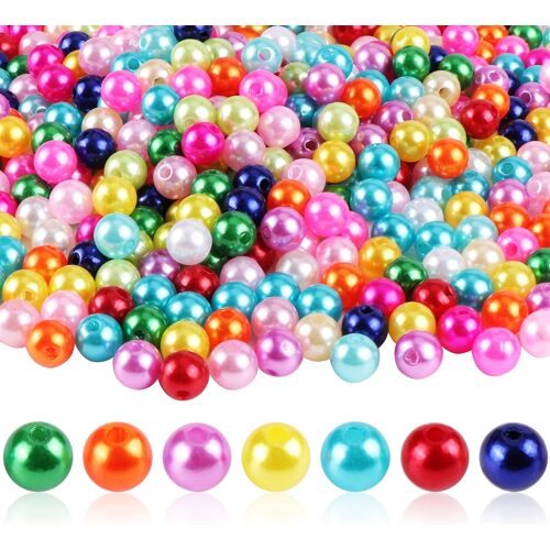 Mevronisshop-1000 Pièce Perles De Verre Rondes Perles De Nacrées 8mm Perles En Plastique Colorées Perles D'imitation Pour Collier Bracelet Bijoux Diy Créatif