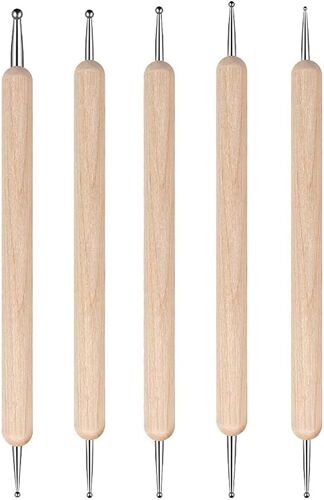 Mevronisshop-Stylets À Bille En Bois, 5 Pièces Stylets À Double Tête Outils De Traçage Et De Pointillage Pins À Indentation En Acier Inoxydable, Pour Peinture Et Le Gaufrage, Poterie Et L'artisanat E