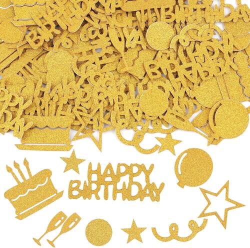 MEVRONISSHOP-Lot de 100 confettis de table d'anniversaire, 5 cm, grande décoration à disperser, pour femme, paillettes, Happy Birthday, pour anniversaires, fêtes, décoration de table (doré)