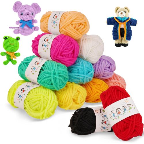 Mevronisshop-Laine À Tricoter, 12 Couleurs Crochet Coton Pelote Grosse Maille Fils, Epaisse Acrylique Multicolore, Arylique Ultra Doux Pour Écharpes, Gants, Arts Faits À La Main