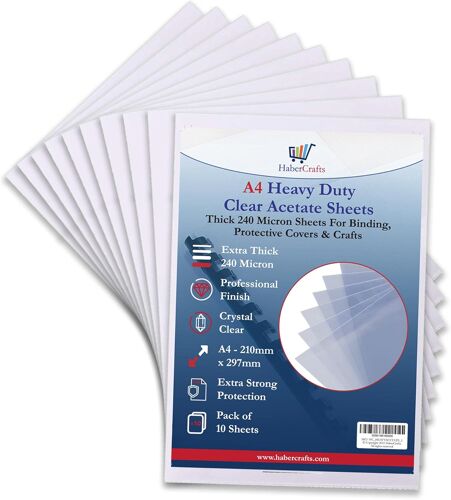 Mevronisshop-10 Feuilles D'acétate Transparentes Et Résistantes - 240 Microns - Pour Protection De Reliure, Gravure, Pochoirs - Format A4