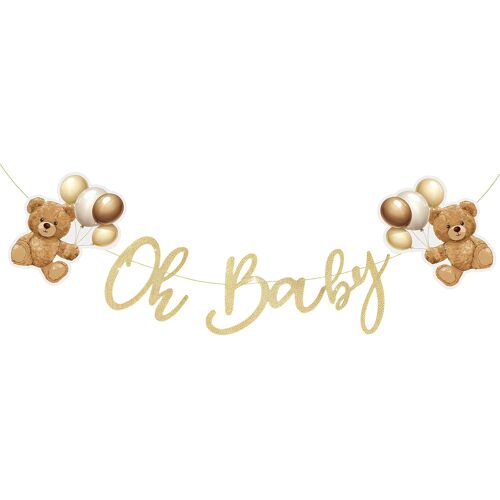 Mevronisshop-Banderole Oh Baby Pour Décoration De Baby Shower Ourson Neutre Nous Avons Hâte Bannière Ourson Baby Shower Panneau En Or Panneau Baby Shower Bannière Baby Shower