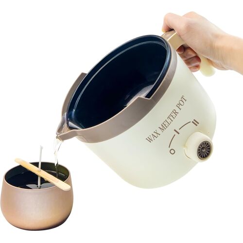 Mevronisshop-Pot À Cire Pour Bougie Électrique Avec Bec Verseur Pour La Fabrication De Bougies, 1.5l Machine De Fonte Cire Bougie Pour Adultes(Café)