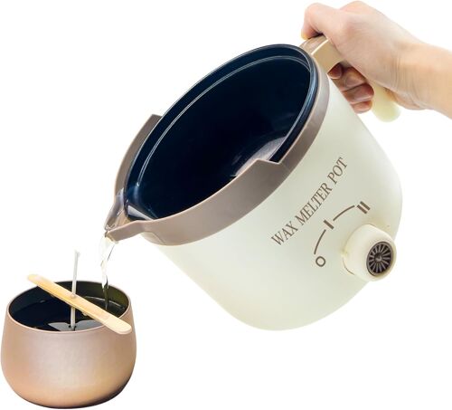 Mevronisshop-Pot À Cire Pour Bougie Électrique Avec Bec Verseur Pour La Fabrication De Bougies, 1.5l Machine De Fonte Cire Bougie Pour Adultes(Café)