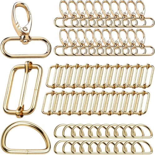 Mevronisshop-60pcs Mousqueton Sac A Main 32mm Couture Accessoires Mercerie Boucles Sangle Mousqueton Couture Métal Crochets Pivotants Bricolage Anneaux En D Décorer Les Sacs À Dos Ceinture Doré