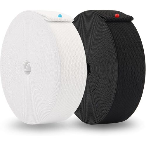 Mevronisshop-2 Rouleaux Bande Elastique Couture, Ruban Elastique Couture 30mm X10 M, Couture D'élastiques Noir Et Blanc, Bandes Élastique Pour Jupe De Pantalon, Elastique Large Pour Couture Et Bricol