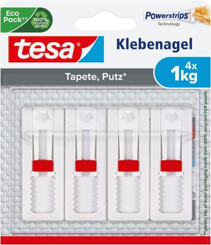 Mevronisshop-77774 Lot De 4 Clous Adhésifs Réglables En Hauteur Pour Papier Peint Et Plâtre Blanc 1 Kg
