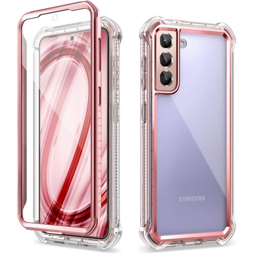 MEVRONISSHOP-Coque pour Samsung Galaxy S21 5G 6,2"" avec Protecteur d'écran Intégré 360 Degrés Anti-Poussière Avant et Arrière Clear Full Body Outdoor TPU + PC Housse de Protection Antichoc - Or Rose