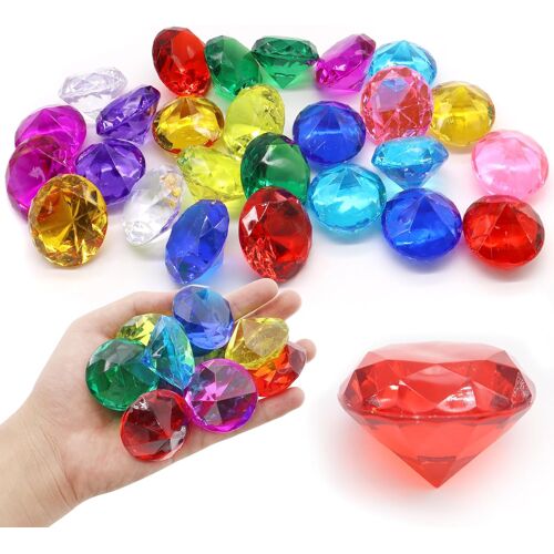 MEVRONISSHOP-Pierres Précieuses pour Enfants, 26 Pièces 40 mm Diamants Enfants, Acrylique Grand Diamant Coloré pour Décoration D'aquarium, Chasse au Trésor de Plage (Couleurs AléAtoires)