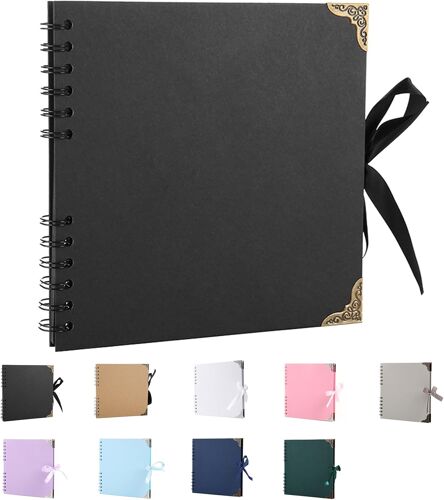 Mevronisshop-Album Photo Scrapbooking, 60 Pages Album Scrapbooking, 20,5 X 20,5 Cm, Album Photos Pour Les Voyages En Famille, Mariage, Noël (Noir)