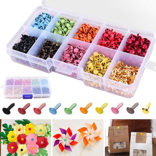 Mevronisshop-Attache Parisienne Mini Brads 1000pcs Métal Ronde Brads 4.5x8mm Métal Attaches Broches Fendues Antirouille Und Sûr Pour I'école Le Bureau Les Lettres Les Travaux Manuels Scrapbooking