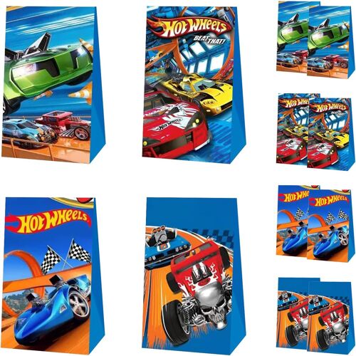 Mevronisshop-Hot Whels Racing Sacs Cadeaux, 12 Pièces Sac Cadeau, Sac Petit Cadeau Pour Célébrations De Fête, Mariage, Noël, Sacs Anniversaire, Sachet Bonbons Anniversaire Colorés