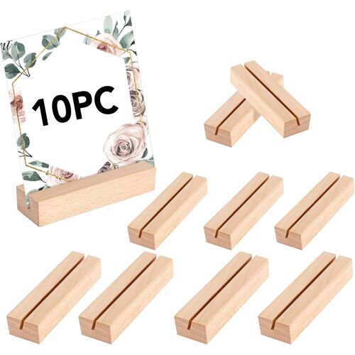 Mevronisshop-10 Piè Ces Porte Carte Bois,Bois Naturel Support Photo Carte,Porte Menu Mariage,Pour Mariage,Restaurants, Mariages,Banquets Et Fêtes
