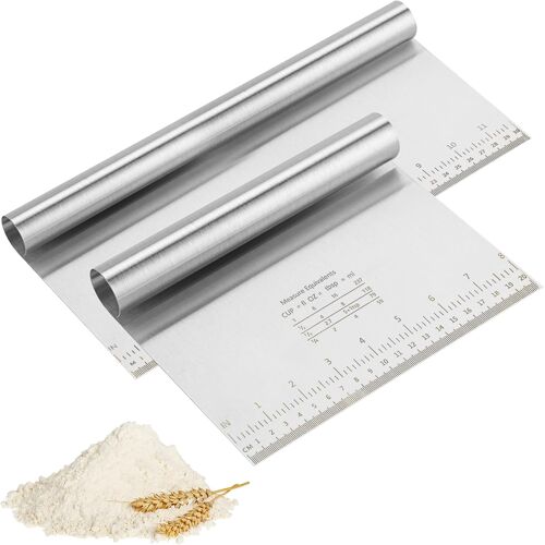 Mevronisshop-Lot De 2 Spatules De Cuisine En Acier Inoxydable - Spatule De Cuisine Avec Échelle De Mesure - 20/30 Cm - Coupe-Pâte Anti-Adhésif En Acier Inoxydable - Pelle À Légumes - Grattoir De Cuis