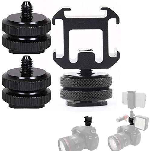 MEVRONISSHOP-Triple Hot Shoe Mount, Adaptateur Griffe Camera, 1PcsTriple Hot Shoe Mount, 2 PCS Hot Shoe Mount 1/4""-20Adaptateur pour Caméscopes, DSLR, Appareils Photo