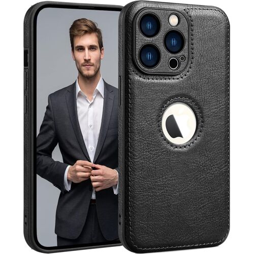 MEVRONISSHOP-Coque en Cuir PU pour iPhone 14 Pro Max, Protection de L'objectif de L'appareil Photo, Etui Mince Luxueux Affaires Antidérapante Grip Robuste Antichoc Coque de Protection pour iPhone 14