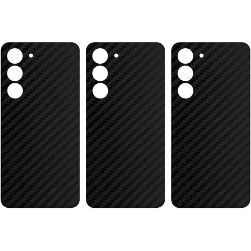 MEVRONISSHOP-Protecteur Skin, Autocollant, Peau, film en vinyle structuré pour l'arrière au modèle Samsung Galaxy S23 avec motif Carbon Noir