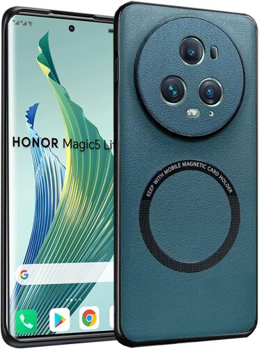 MEVRONISSHOP-Coque pour Honor Magic5 Pro 5G - Magnétisme Cuir de Haute Qualité TPU Souple Absorption des Chocs Slim Fit Housse de Protection Antichoc Légère (Magic 5 Pro, Vert)