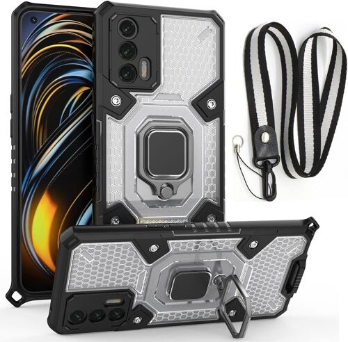 MEVRONISSHOP-Compatible avec Realme GT 5G -Coque Ultra Résistante avec Anneau Anti Chute et Cordon Sangle réglable pour Le Tour de Cou détachable (Anneau Cordon)