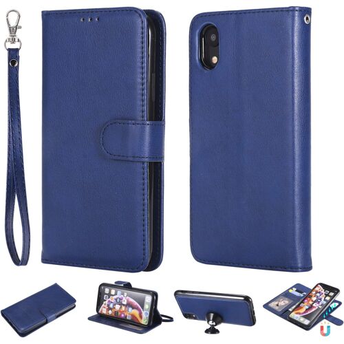 MEVRONISSHOP-Coque iPhone XR Détachable Portefeuille Housse Magnétique Amovible, Etui Rabat avec Fente pour Carte, Cuir Etui Housse, Porte-Monnaie pour iPhone XR (Bleu)