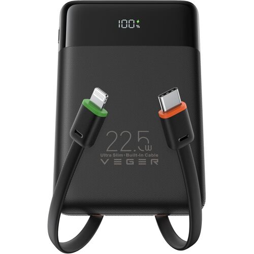Jgd-Batterie Externe 10000mah Avec Câble Intégré, Power Bank 22.5w Charge Rapide Portable, Fin Compact Chargeur Usb C Avec Écran Led, 4 Sorties Et 3 Entrées, Compatible Avec Iphone Huawei Xiaomi